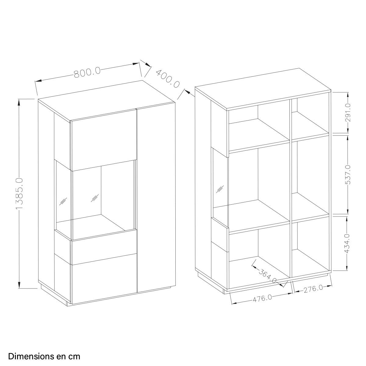 GESCHIRRSCHRANK Andrea Weiß und Holz - Weiß, Holzwerkstoff (80/139/40cm) - Petits-meubles