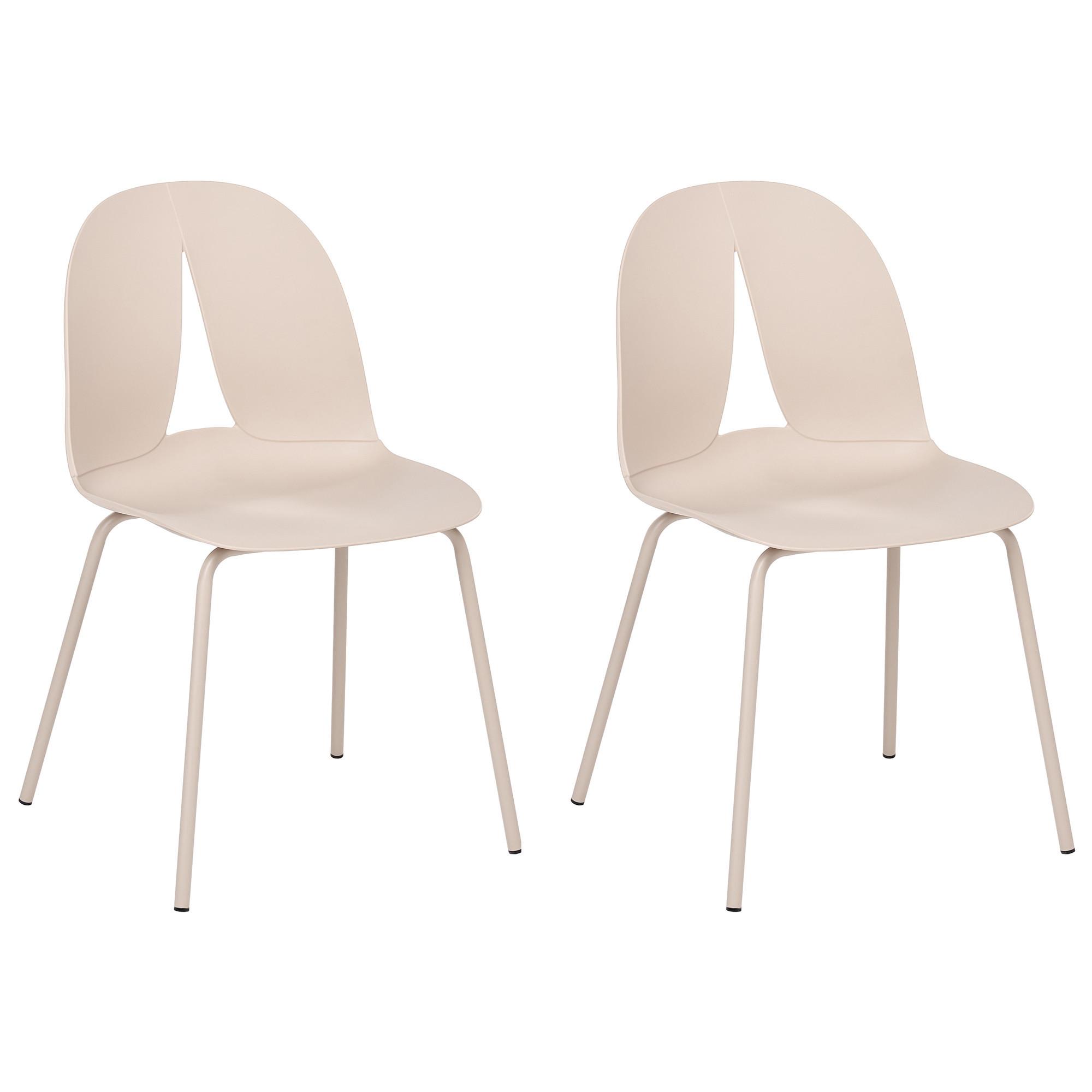 GARTENSTUHL 2er Set ohne Armlehnen Beige Bolgheri - Beige, Kunststoff (49/83/49cm) - Beliani