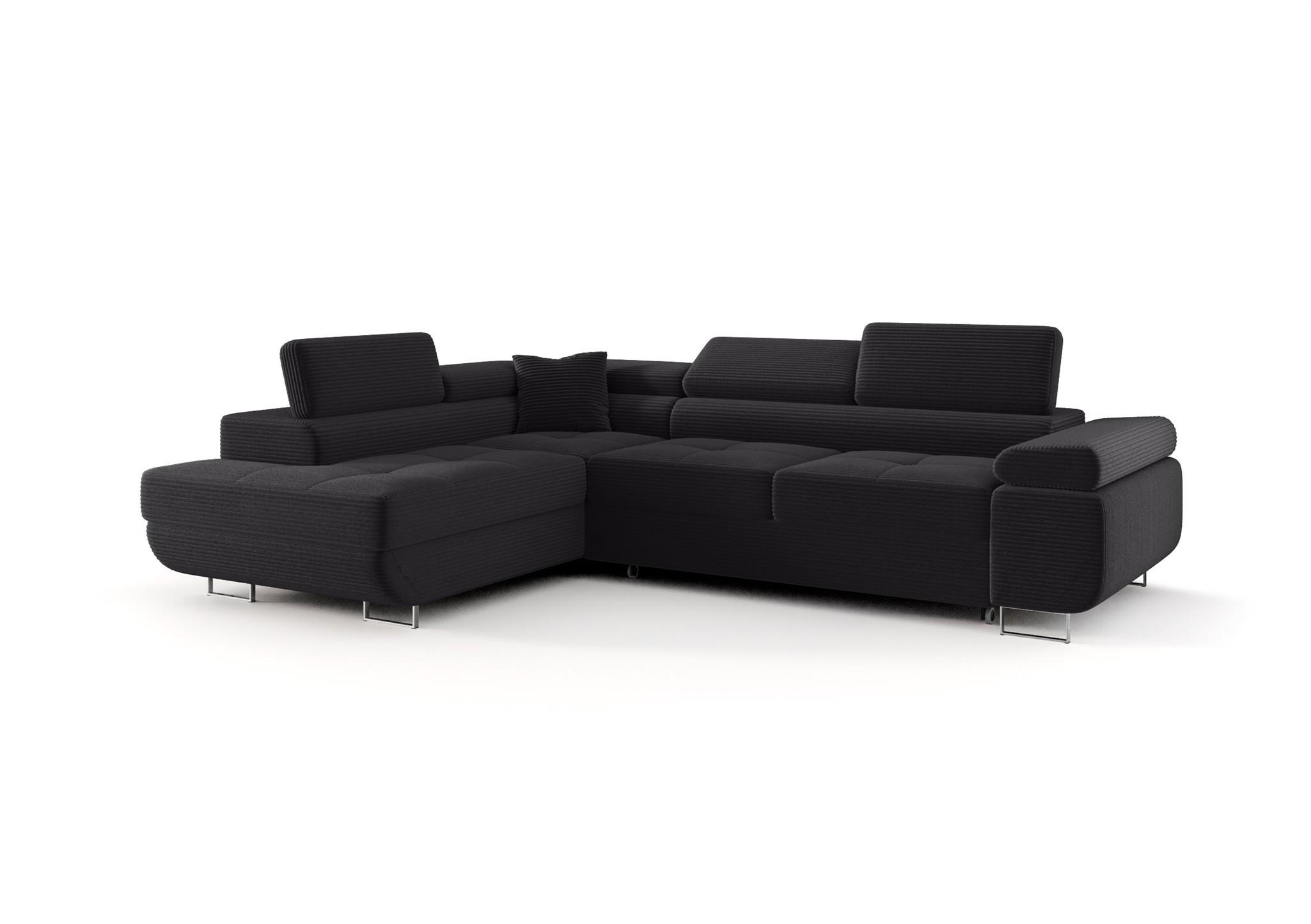 ECKSOFA Monaro Mit Schlaffunktion - Dunkelgrau, Holzwerkstoff/Textil (202/275cm) - Fun Möbel