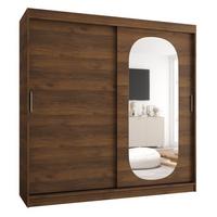 SCHIEBETÜRENSCHRANK mit Spiegel ROYAL 200/200/62 3-türig - Silberfarben/Walnussfarben, Holz (200/62/200cm) - MÖBEL KRYSPOL
