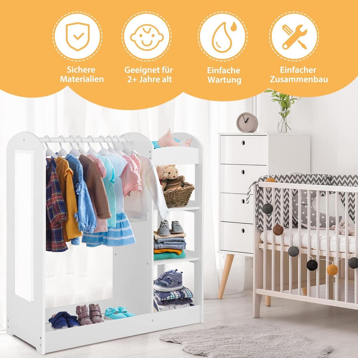 GARDEROBE Kinder Weiß - Weiß, Holz (94/100/38cm) - COSTWAY