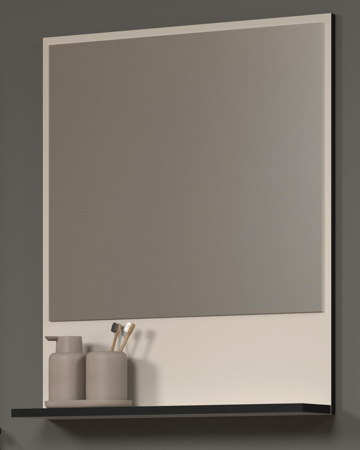 BADSPIEGEL Kaschmir, grau 60 cm, Badezimmer Spiegel mit Ablage - Kaschmir/Grau, Glas/Holzwerkstoff (60/74/14cm) - Top.Furn