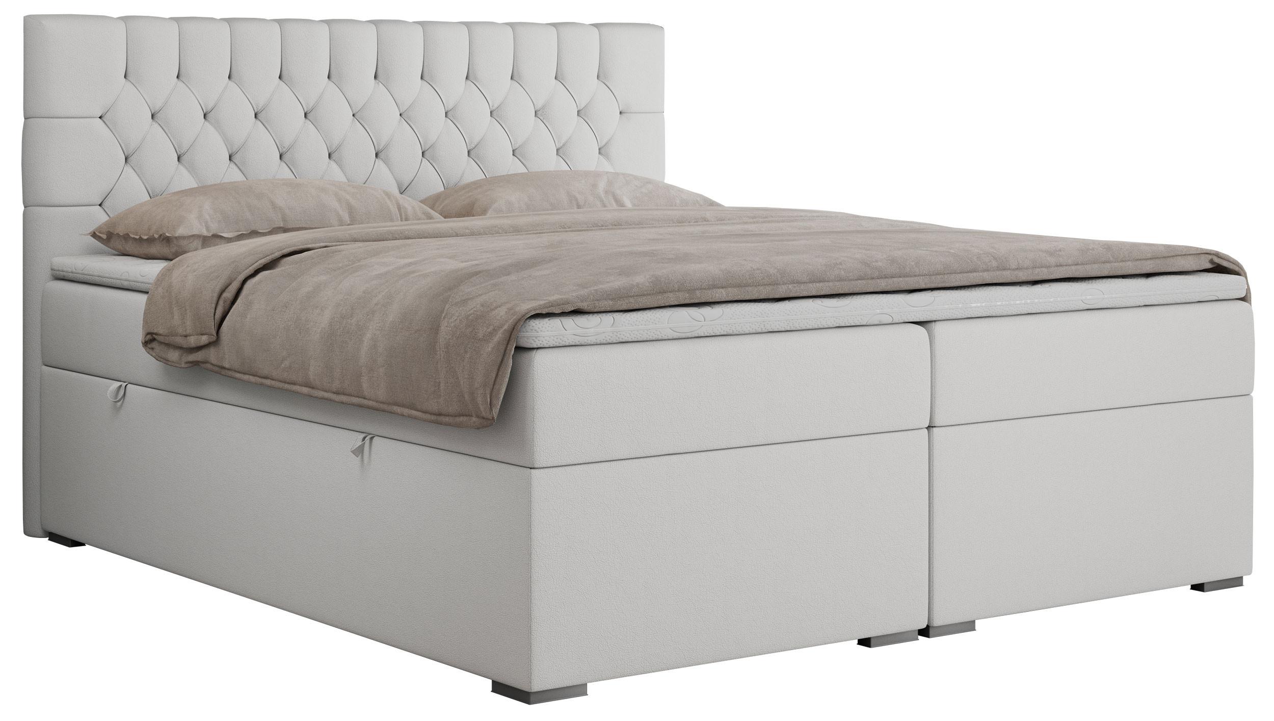 BOXBETT PERA 140/200 Weiß Kunstleder - H3 - Weiß, Holz/Textil (140/200cm) - MKS