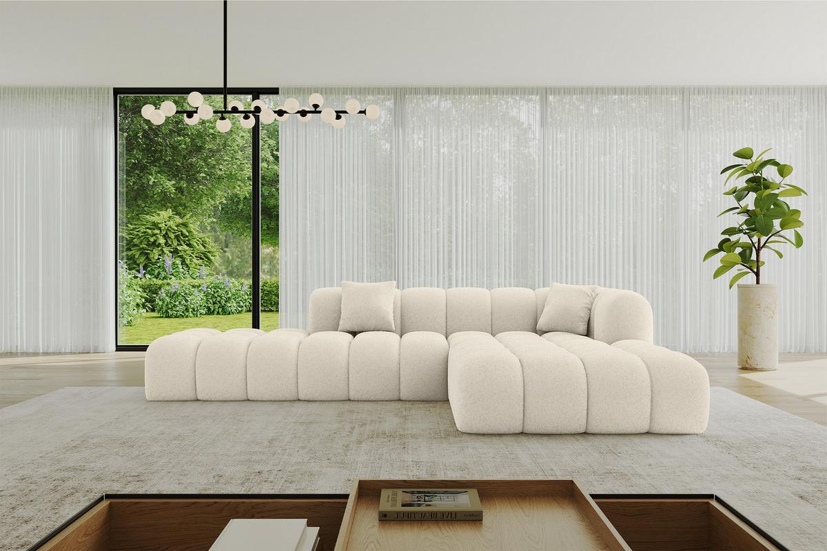 ECKSOFA Ottomane Rechts OLEA-L2 - 289x176x71 cm Creme - Creme/Schwarz, Holzwerkstoff/Kunststoff (289/176cm)