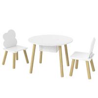 KINDERTISCH-UND-STUHLSET MDF Kiefernholz Weiß - Weiß/Kieferfarben, Holz (60/44/60cm) - AIYAPLAY