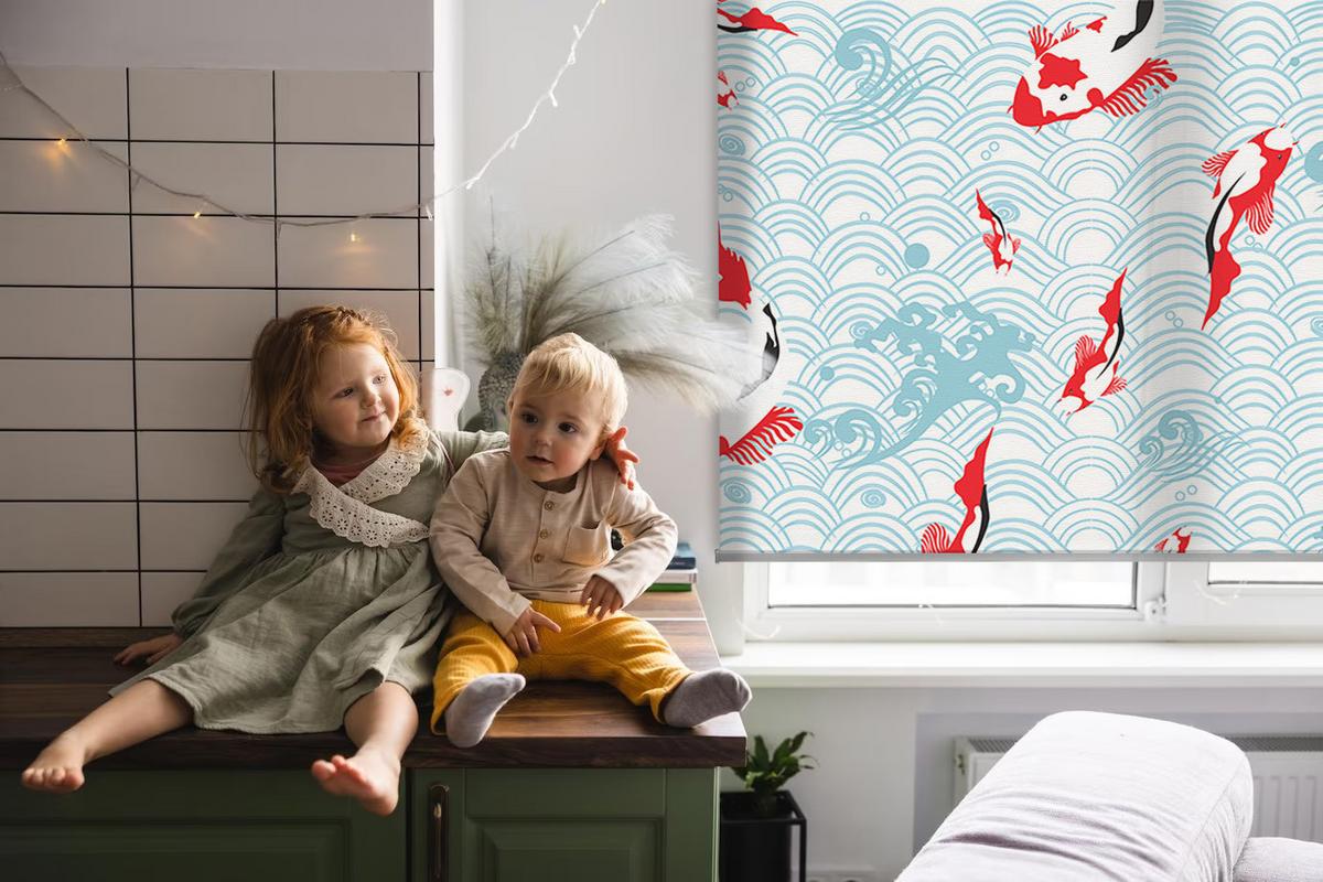 INNENROLLO - Fensterrollo - Rollo - 100x180 cm - Fische im Wasser - Rot, Kunststoff (100/180/0.5cm) - TULUP