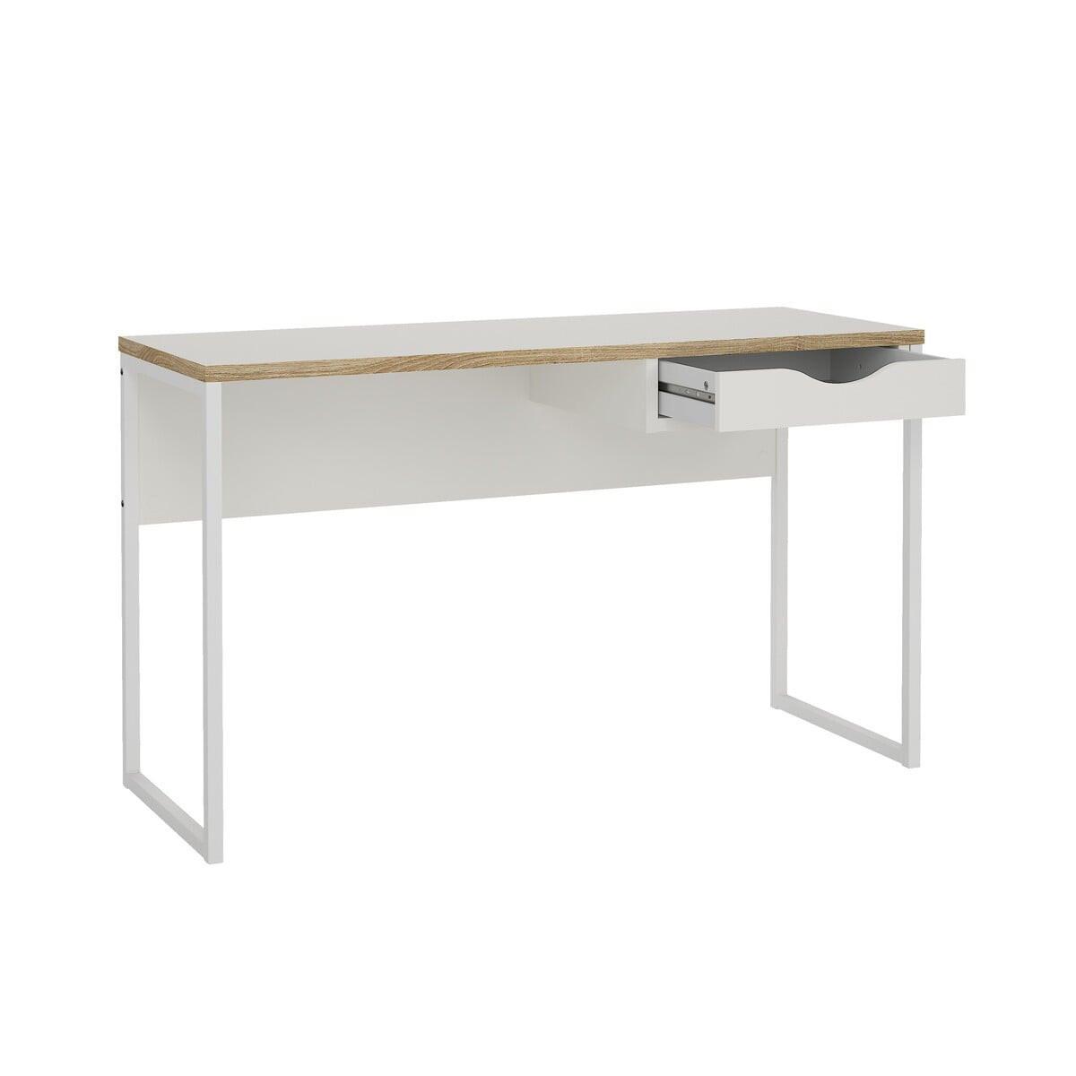 SCHREIBTISCH mit 1 Schublade und Metallgestell function 130/48,4/76,8 cm - Weiß, Holzwerkstoff (130/48.4/76.8cm) - Calicosy