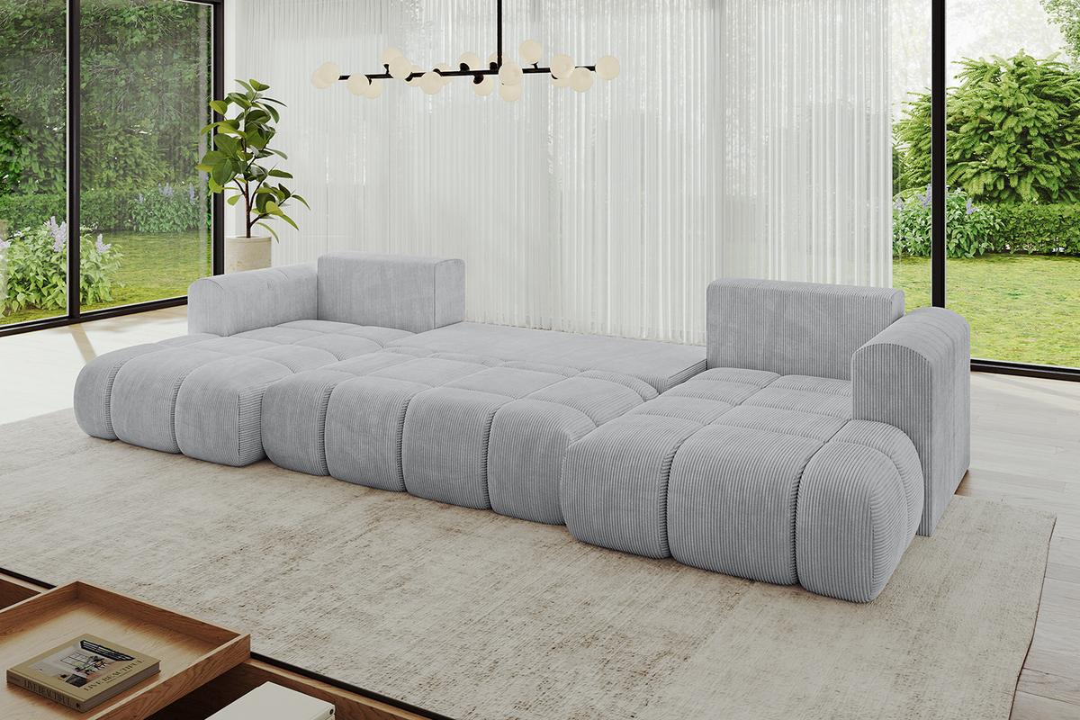 WOHNLANDSCHAFT CLOUD-U 405x185x90 Grau Cord - Grau, Holzwerkstoff/Kunststoff (405/90/185cm) - ALTDECOR