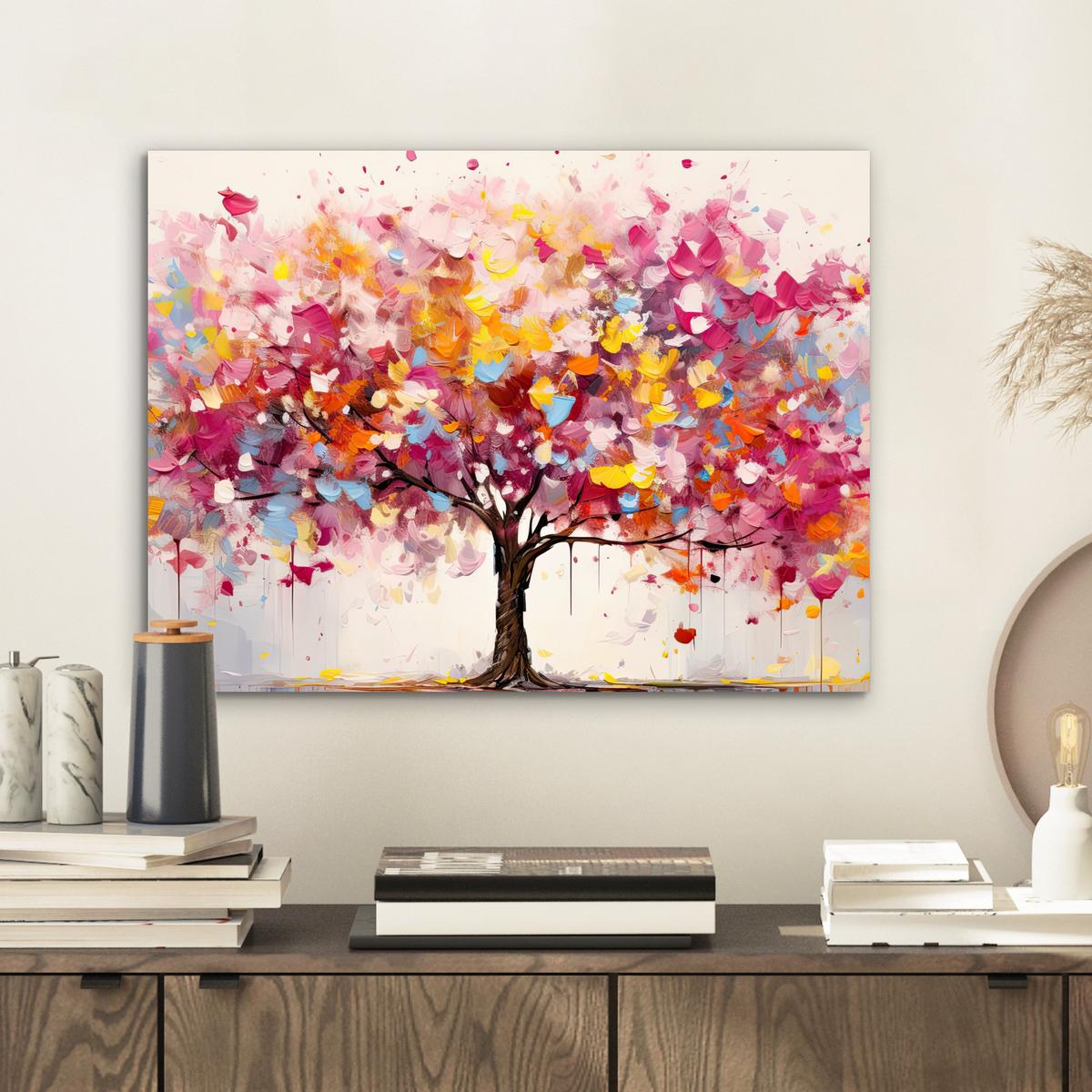 METALLBILD Aquarell - Baum - Kunst - Abstrakt 40x30 cm - Multicolor, Metall (40/30cm) - MuchoWow