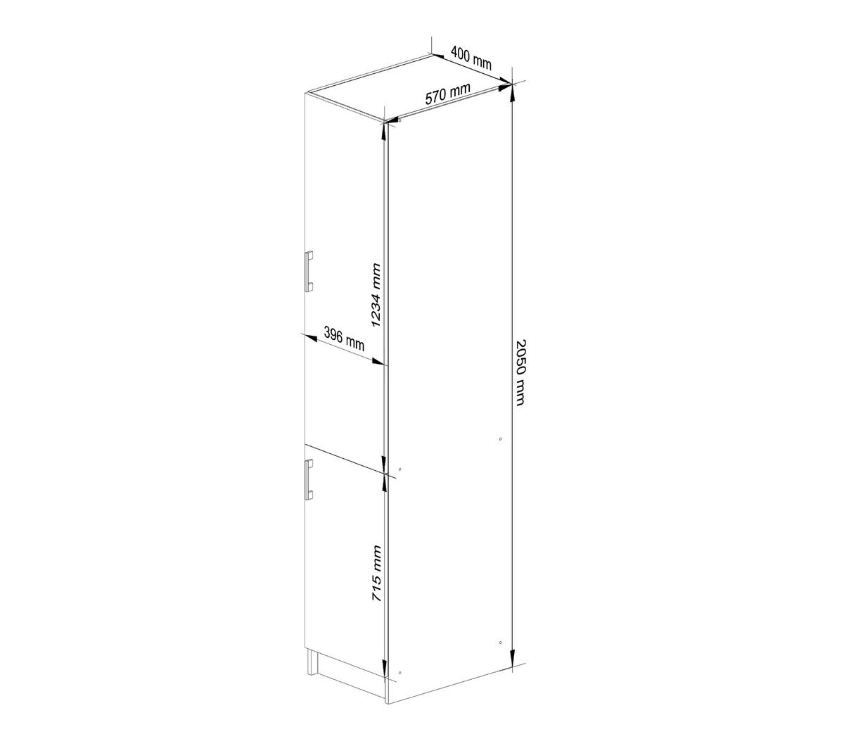 HOCHSCHRANK Weiß, Eiche Sonoma 205/40/55 - Weiß, Holzwerkstoff (40/205/55cm) - RAUMHIRSCH FURNITURE