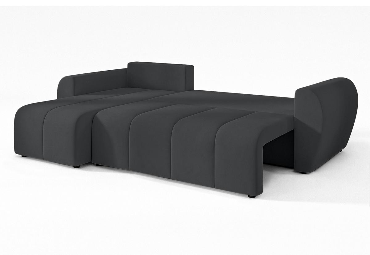 ECKSOFA L Form Malatya Dunkelgrau 246/145/80 cm stilvolle mit Schlaffunktion L - Dunkelgrau/Schwarz, Kunststoff/Textil (145/246cm) - AX Living