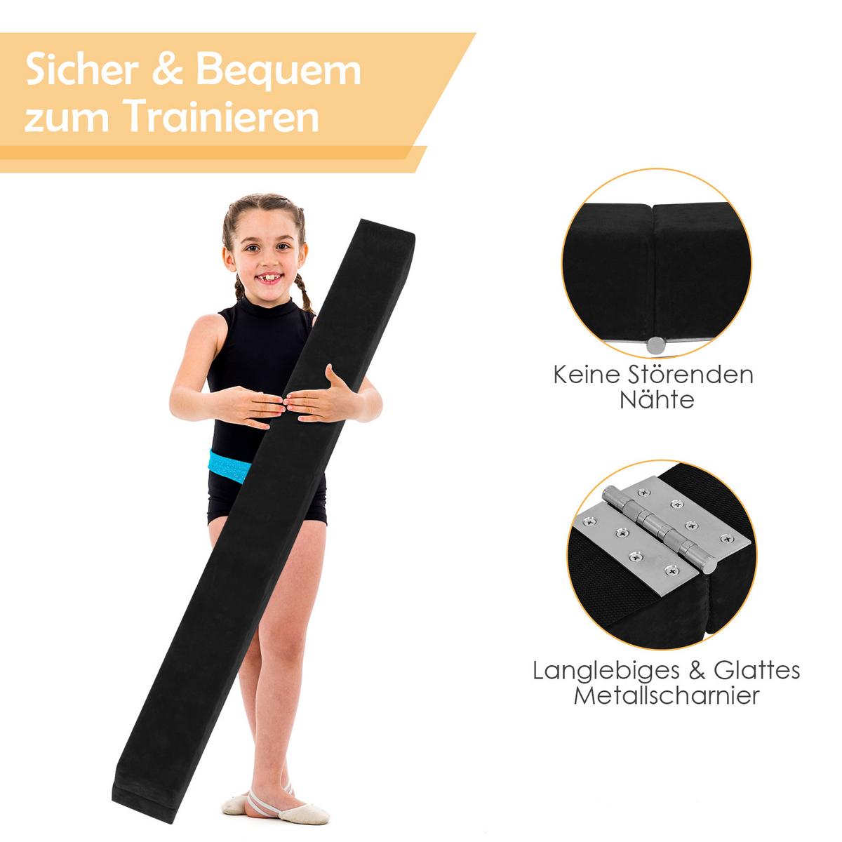 GYMNASTIKBALKEN klappbarer 210 cm Schwarz - Schwarz, Holz (210/10cm) - COSTWAY