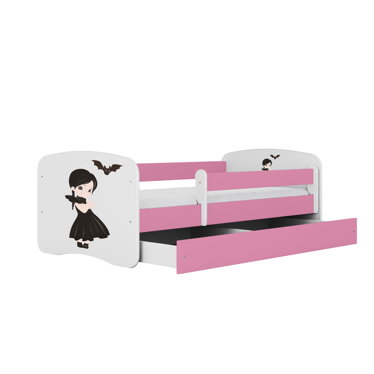 KINDERBETT mit Schublade Mädchen in Schwarz und Matratze 180/80 - Rosa, Holzwerkstoff (80/180cm) - RAUMHIRSCH FURNITURE
