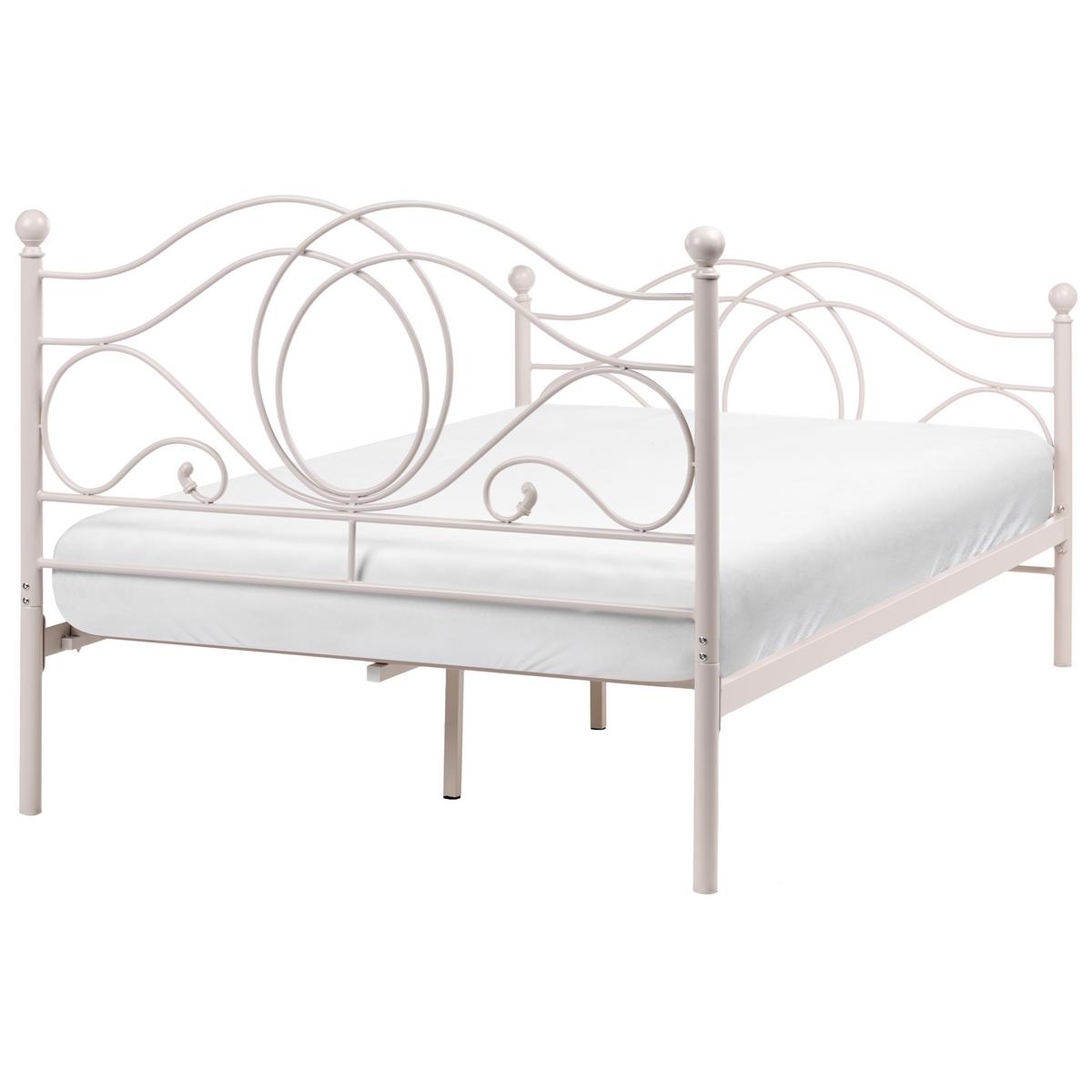 BETT mit Lattenrost 120/200 Stahl Hellbeige Lyra - Beige, Metall (120/200cm) - Beliani