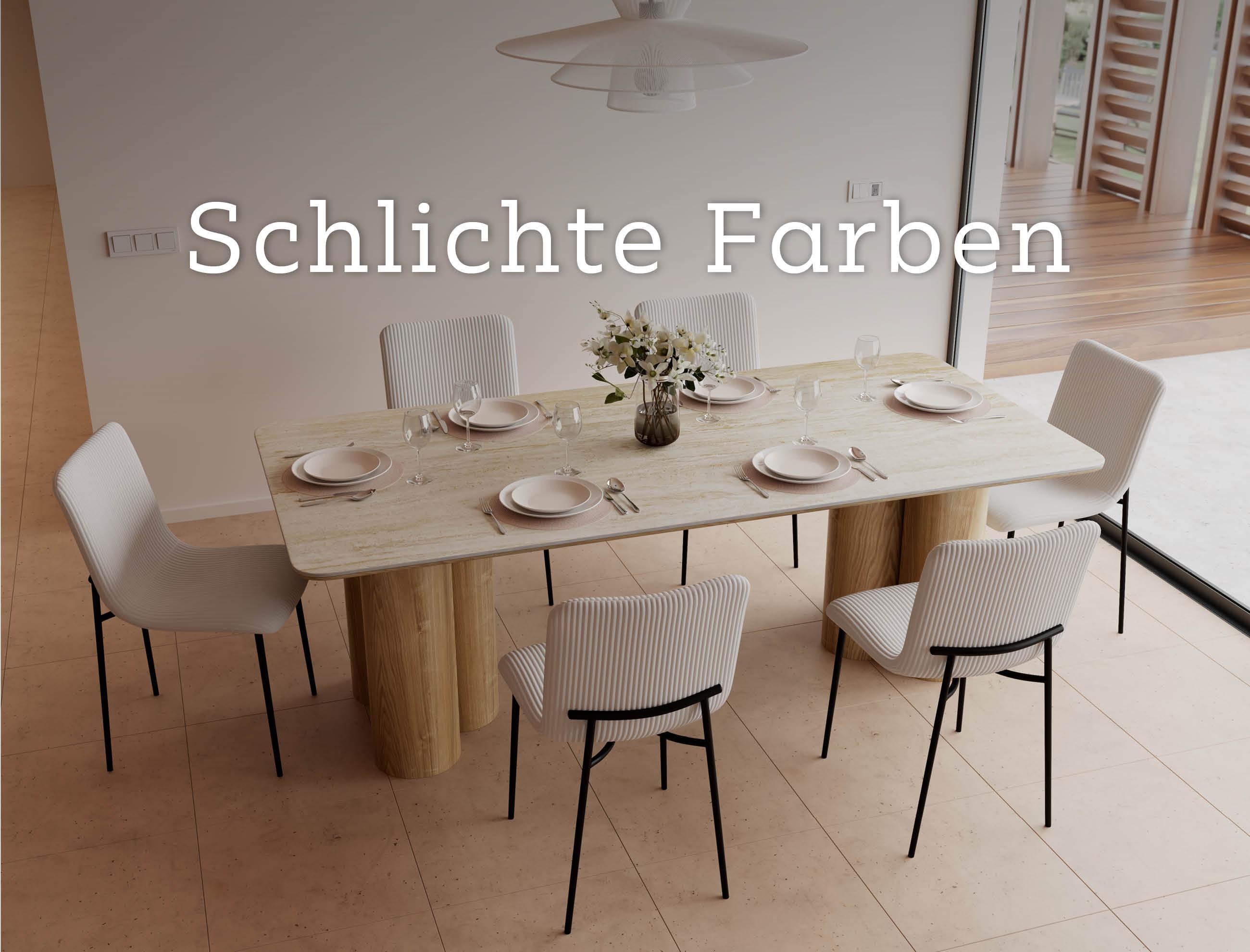 Esstisch mit beigen Stühlen, schlichte Farben, mobile