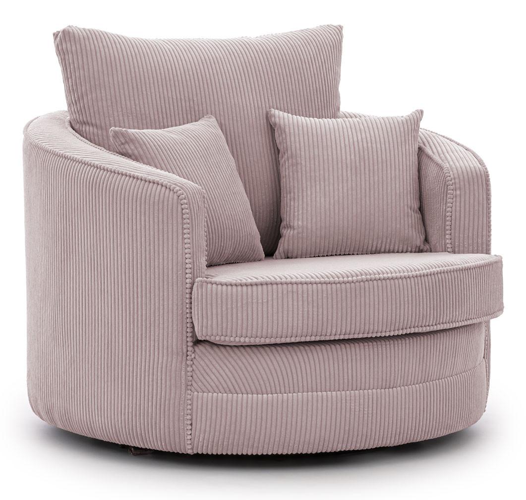 DREHSESSEL Ted aus Puderrosa Cord-Stoff - Pink/Schwarz, Holz/Textil (107/94/100cm) - S-Style Möbel