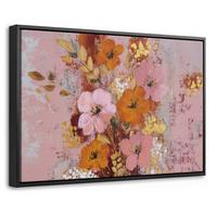 LEINWAND Bilder mit Rahmen - Malerei - Blumen - Rustikal - Rosa - 30x20 - Altrosa, Textil (30/20cm) - MuchoWow