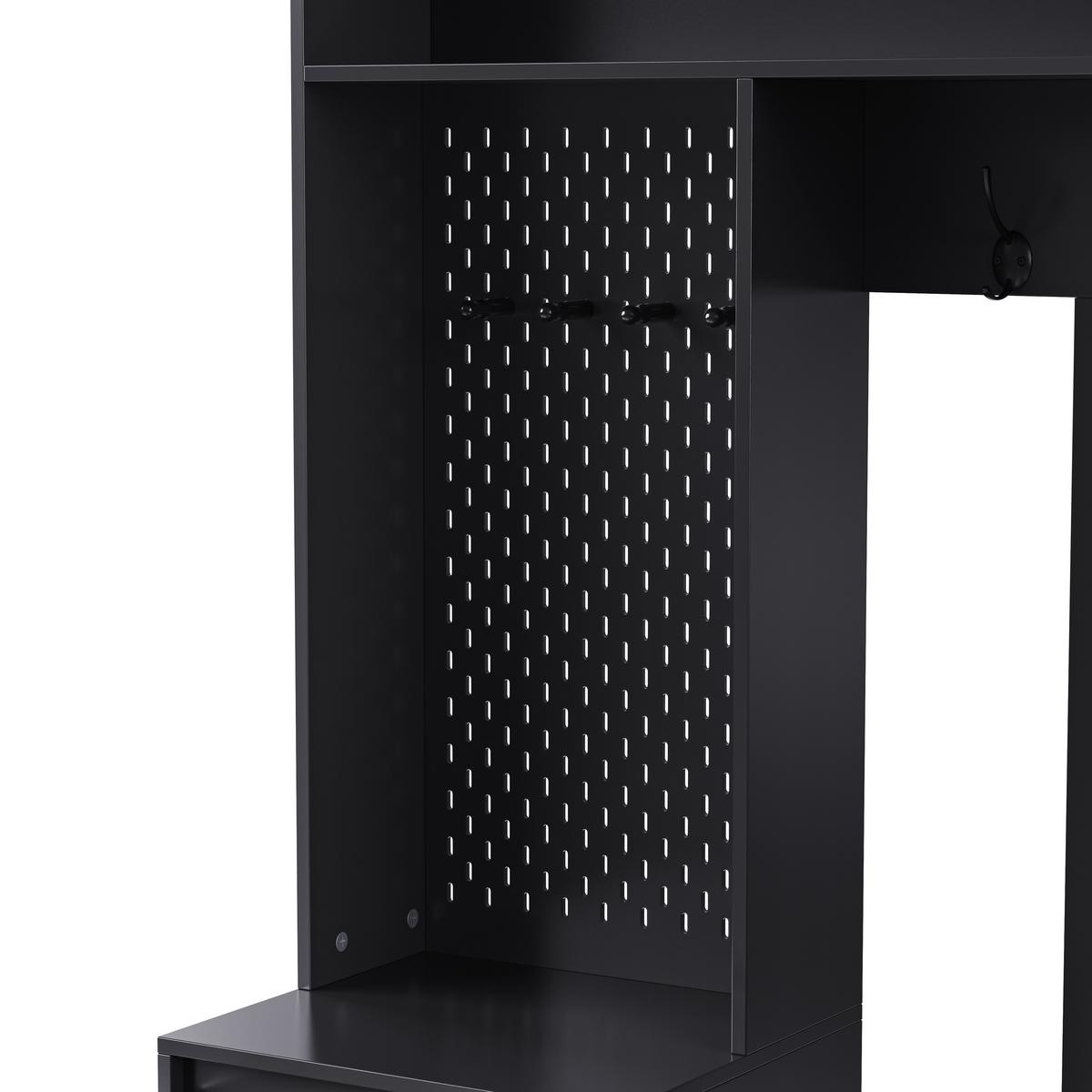 GARDEROBE schwarz sitzbank stauraum - Schwarz, Holzwerkstoff (100/180/35cm) - Urban Meuble