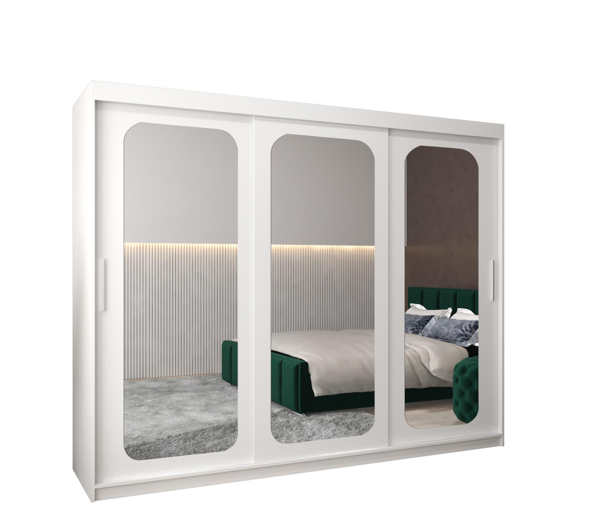 SCHWEBETÜRENSCHRANK 200/250/62 3-türig - Silberfarben/Weiß, Holz/Kunststoff (250/200/62cm) - MÖBEL KRYSPOL