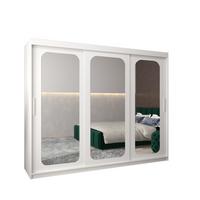 SCHWEBETÜRENSCHRANK 200/250/62 3-türig - Silberfarben/Weiß, Holz/Kunststoff (250/200/62cm) - MÖBEL KRYSPOL