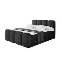 BOXBETT mit Matratze H4 und Lattenrost - NINA-Z - 200x200 cm - Schwarz - Schwarz Hochglanz, Holzwerkstoff (200/200cm)