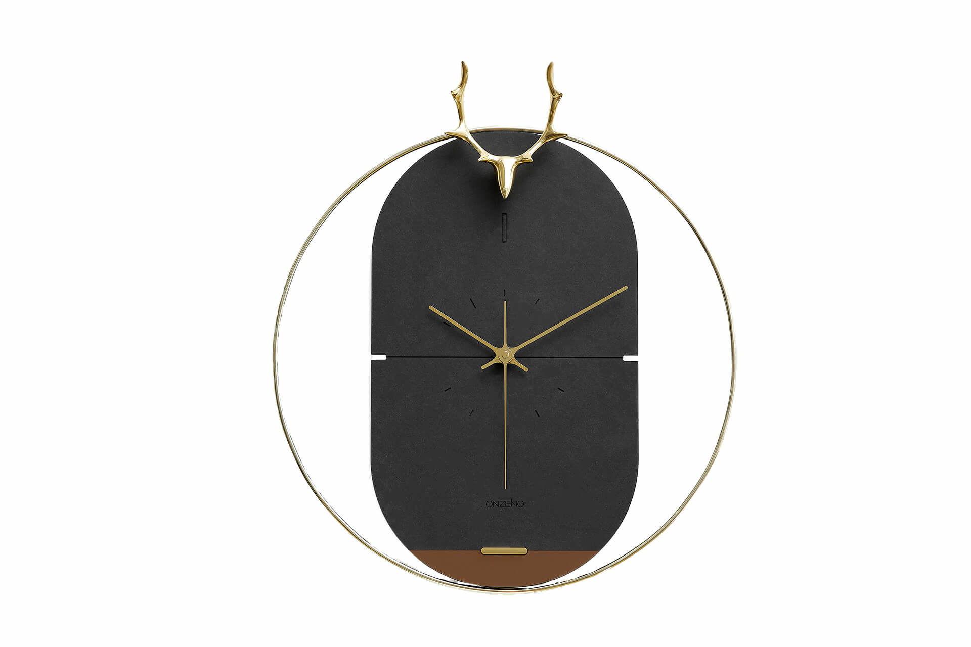 WANDUHR Design Schwarz 46/51 cm - Schwarz, Holzwerkstoff/Metall (45.5/50.8/2cm) - ONZENO