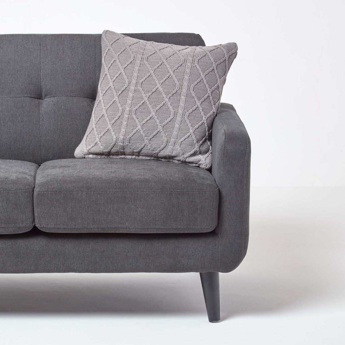 KISSENHÜLLE Strick-Muster 45/45 cm - Grau, Textil (45/45cm) - Homescapes