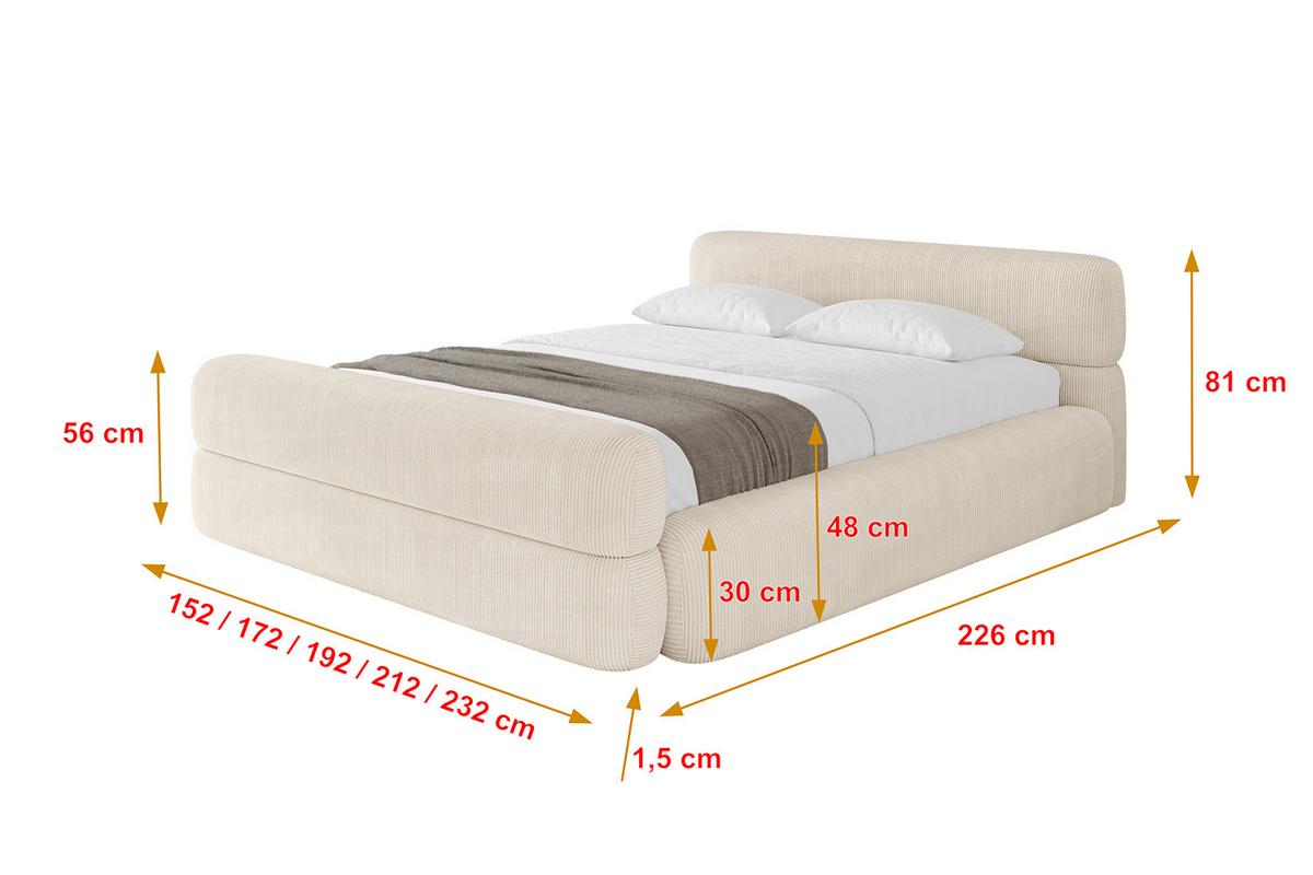 POLSTERBETT mit Bettkasten, Fußteil und Lattenrost, Boxbett mit Matratze H3/H4 - ENORA-Z-V1 180x200 Beige - Creme, Holzwerkstoff/Textil (180/200cm) - ALTDECOR