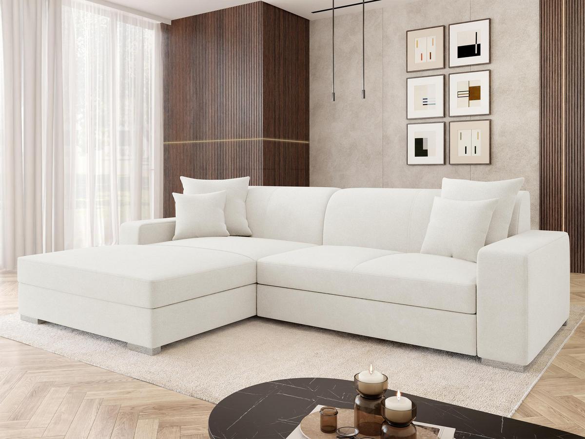 ECKSOFA Mexico, Seite: Links - Chromfarben/Creme, Holz/Kunststoff (263/178cm) - MIRJAN24