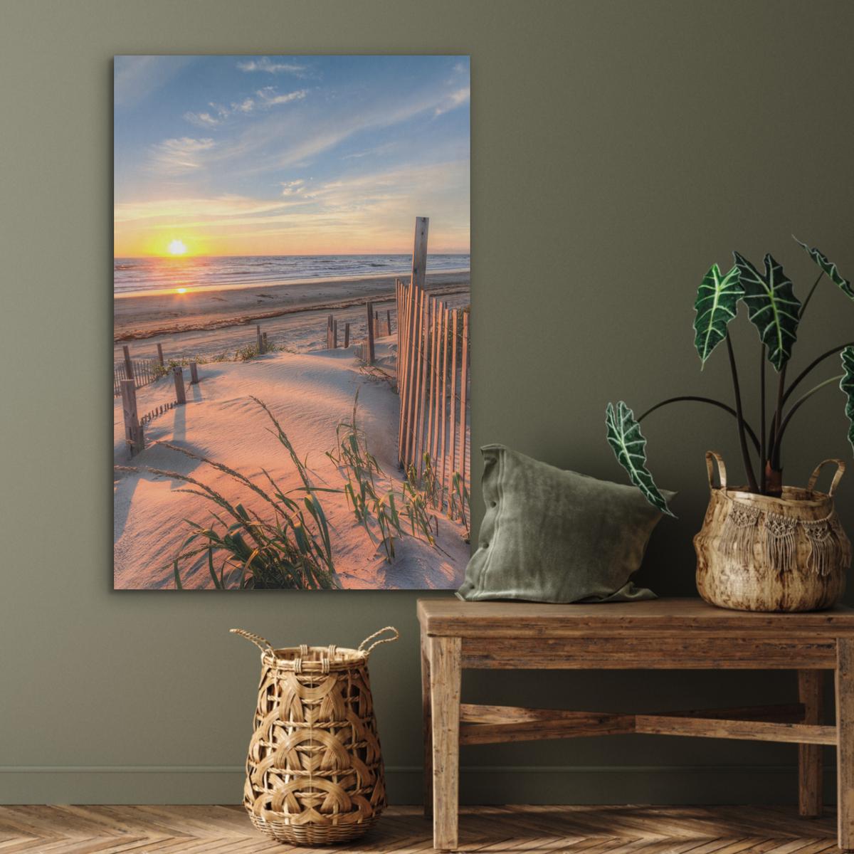 AKUSTIKBILD Strand - Meer - Düne - Sonnenuntergang - Landschaft Wanddeko 70x100 cm - Beige, Kunststoff (70/100/0.9cm) - MuchoWow