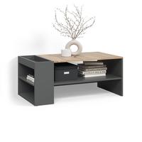 COUCHTISCH Piave Anthrazit/Sonoma mit Regalen - Anthrazit/Sonoma Eiche, Holzwerkstoff (55/100/42cm) - Livinity®