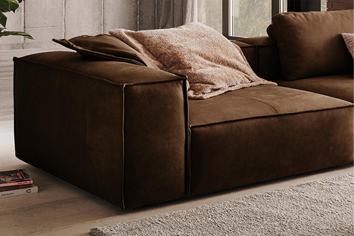 SOFA CARMO Braun Leder - Schwarz/Braun, Leder/Kunststoff (266/68/118cm) - KAWOLA