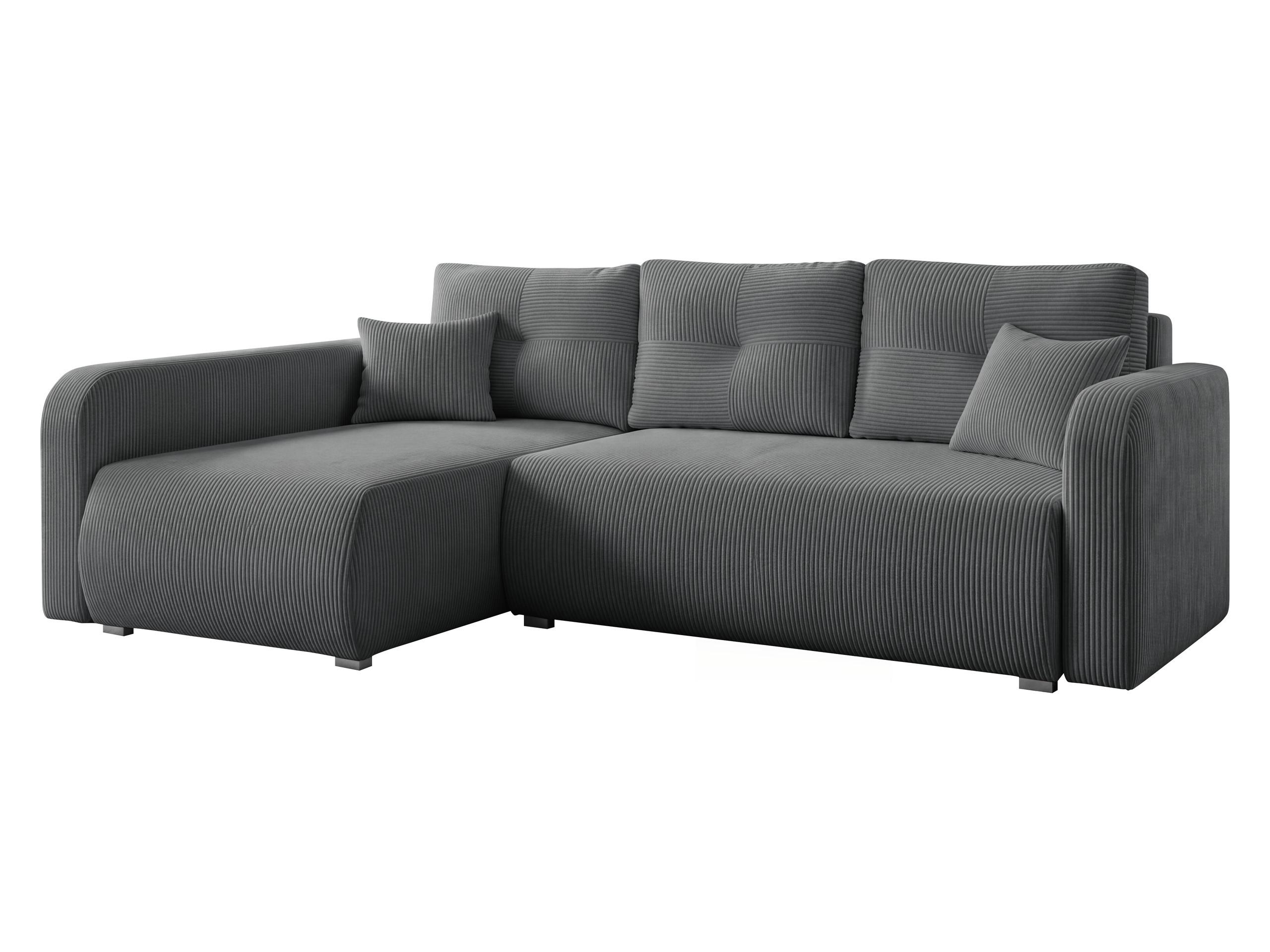 ECKSOFA Viena Cord, Seite: Links - Silberfarben/Grau, Holz/Kunststoff (234/145cm) - MIRJAN24