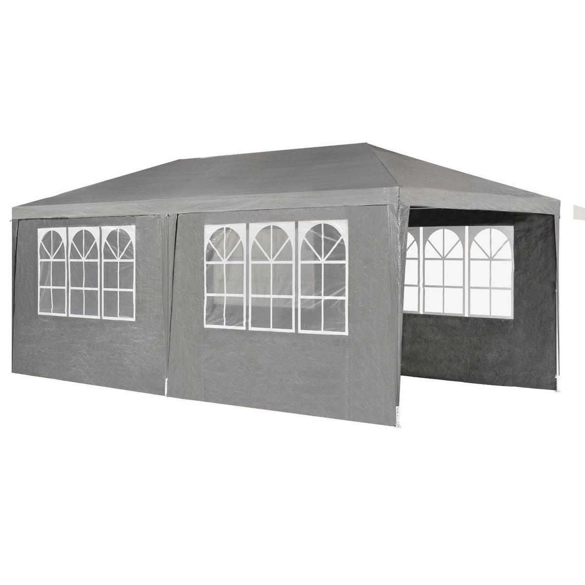 PARTYZELT Gartenzelt dunkelgrau 3x6 m - Grau, Metall (300/250/600cm) - Juskys
