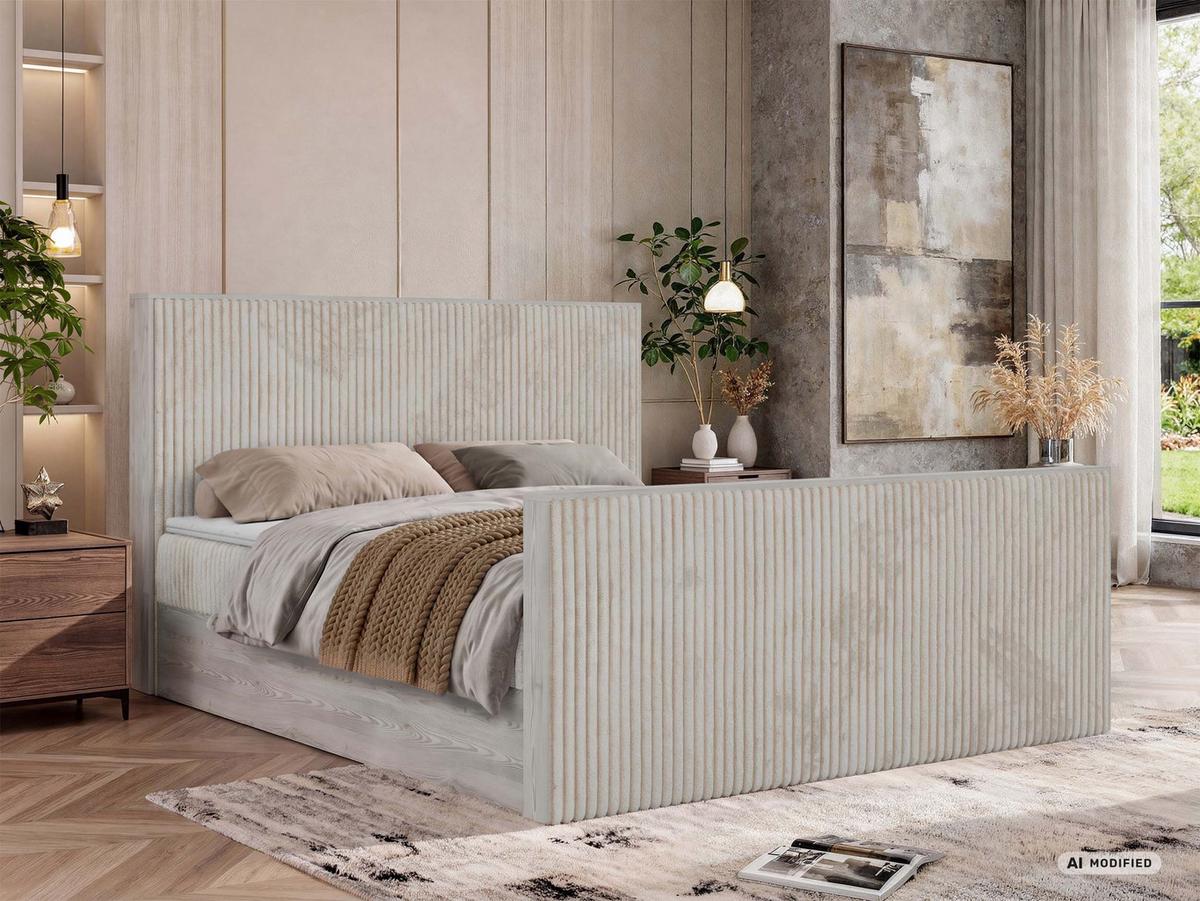 BOXBETT NORDIC DUO 200/200 - Beige Cord - Topper Visco - H3 - Beige/Schwarz, Kunststoff/Textil (200/200cm) - MKS