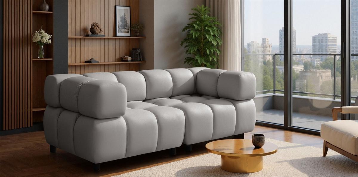 SOFA 2-sitzer Flow - Hellgrau, Holzwerkstoff/Textil (192/71/96cm) - Fun Möbel