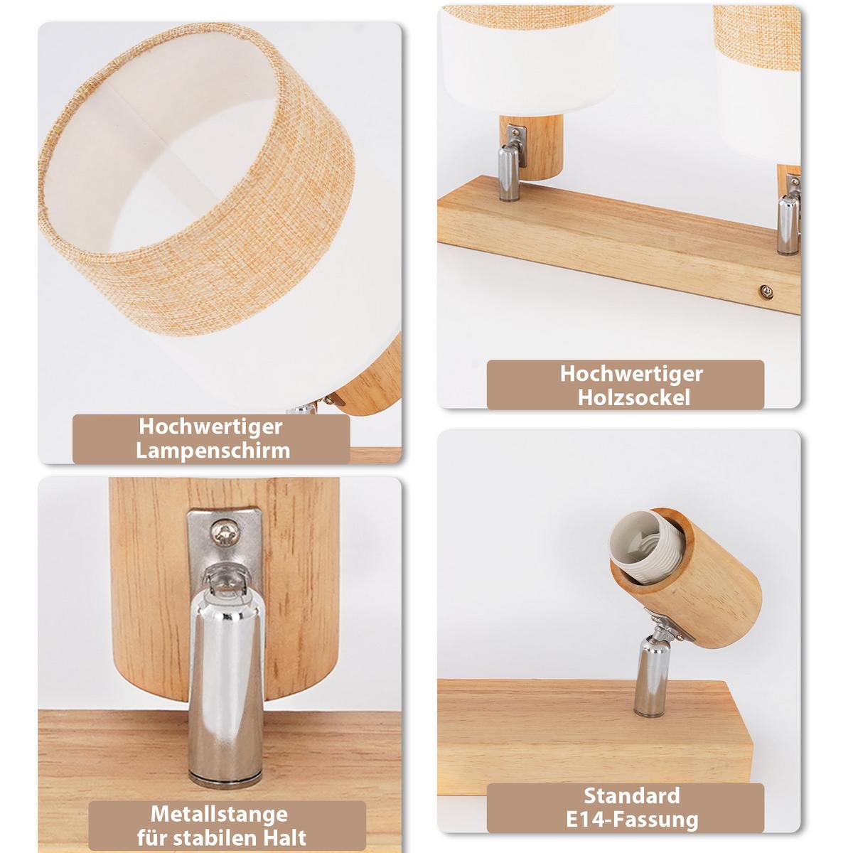 DECKENSTRAHLER Leniq 16/13/68 cm - Beige, Holz (68/16/13cm) - ZMH