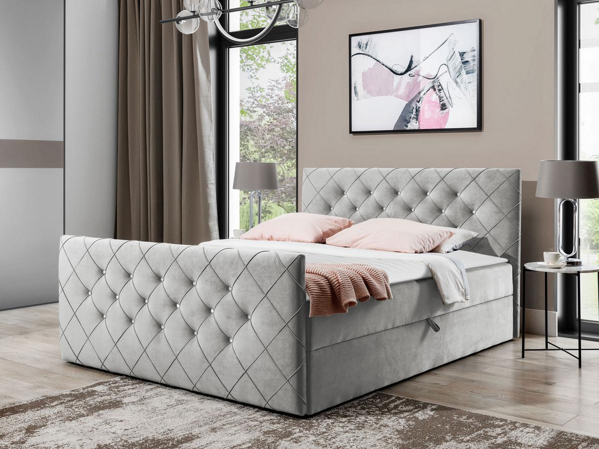 BOXBETT Malaga - H3 - Grau, Holz (160/200cm) - MIRJAN24