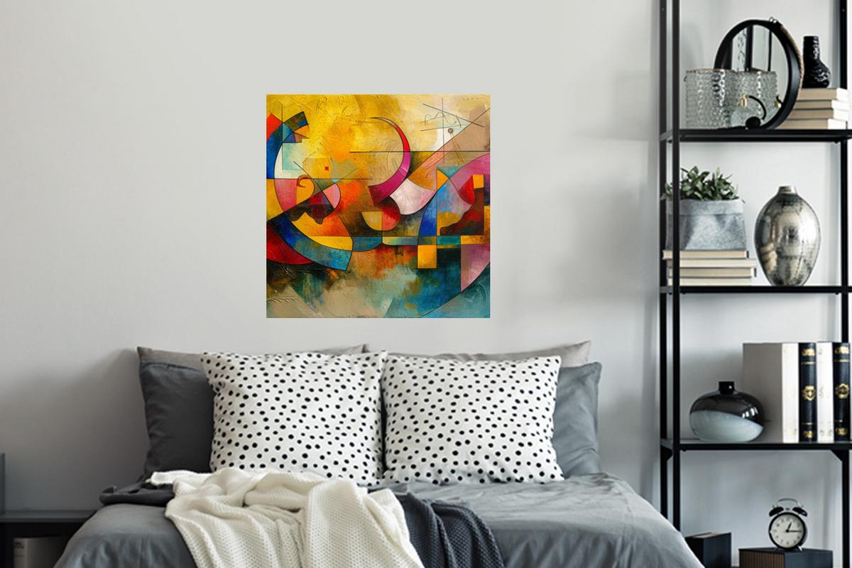WANDTATTOO Kunst - Abstrakt - Modern Wanddeko 50x50 cm - Gelb, Kunststoff (50/50/0.1cm) - MuchoWow