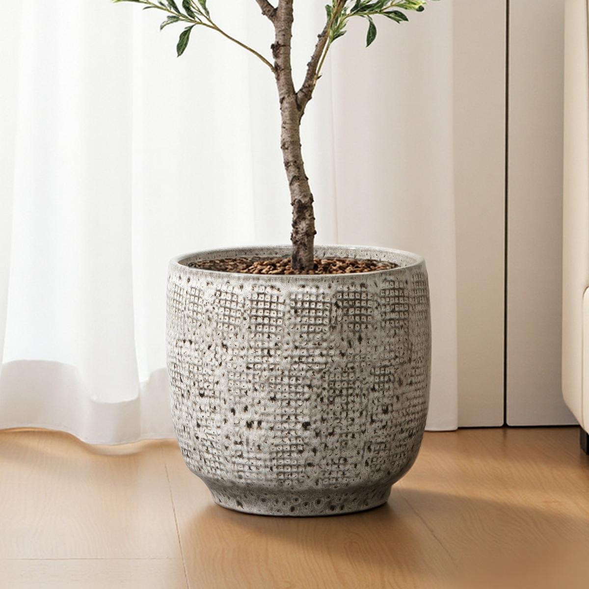 KERAMIK-BLUMENTOPF grau, Ø 30 × H 28 cm - Weiß, Keramik (28.8cm)