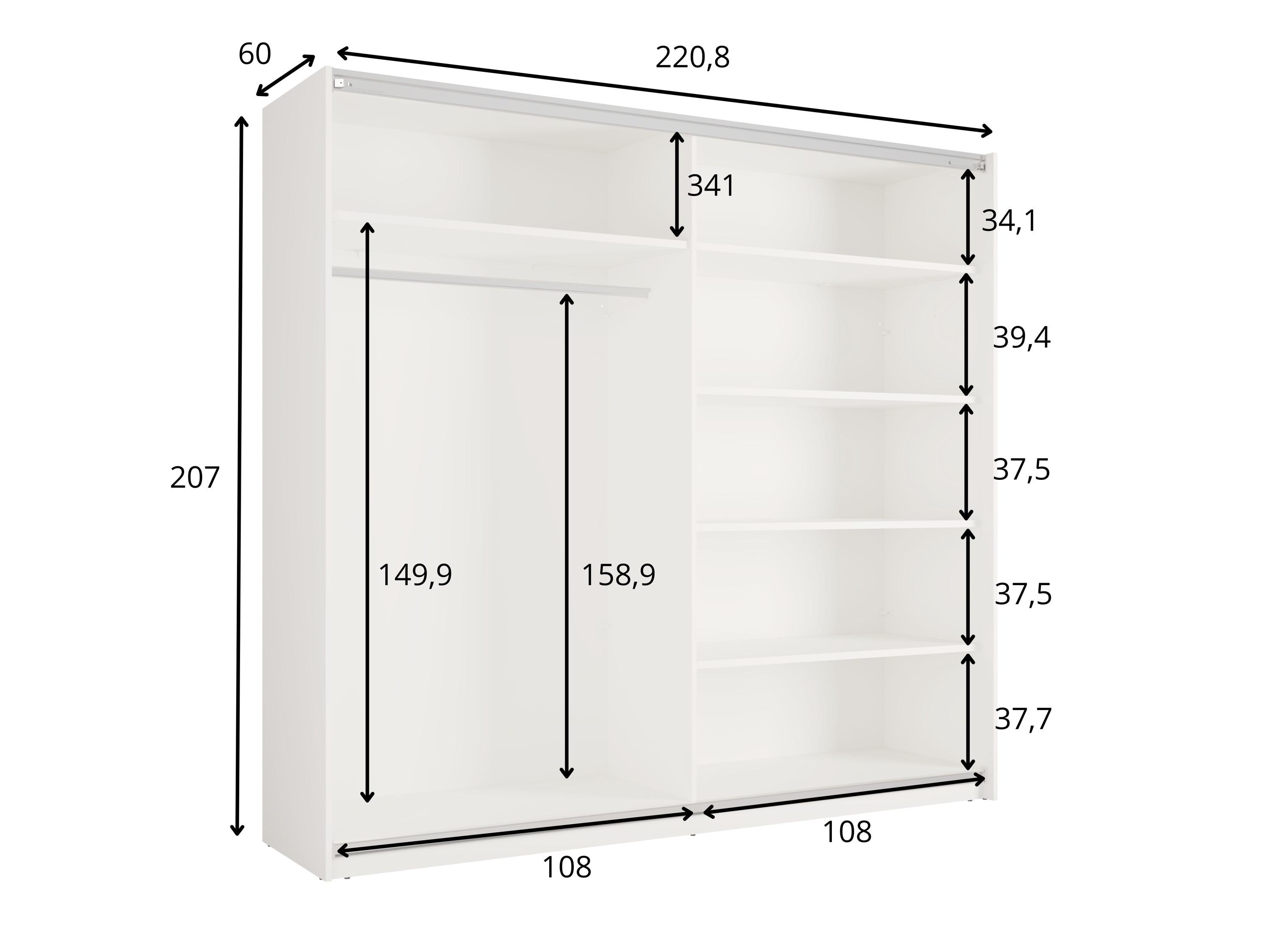 KLEIDERSCHRANK Weiß 221/207/60 - Weiß, Holzwerkstoff (221/207/60cm) - RAUMHIRSCH FURNITURE