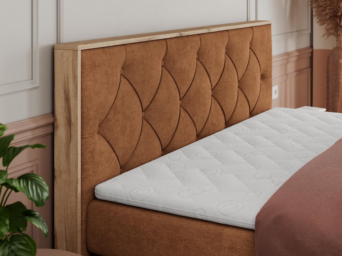 BOXSPRINGBETT VENETO KING 200/200 Orange Struktur - H4 - Orange, Holz/Textil (200/200cm) - MKS