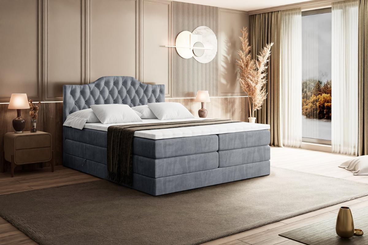 BOXSPRINGBETT VILA-1 KING - 120x200 - H3/H4 - Grau - Grau, Holzwerkstoff (120/200cm) - ALTDECOR