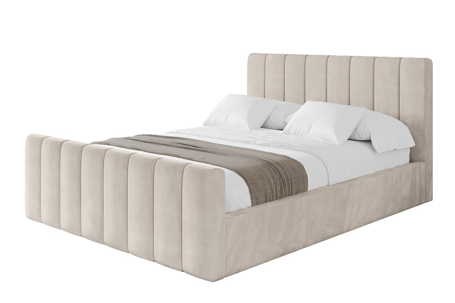 POLSTERBETT mit Bettkasten, Fußteil und Lattenrost, Boxbett mit Matratze H3/H4 - STERA-Z 160x200 Beige - Beige, Holzwerkstoff/Textil (160/200cm) - ALTDECOR