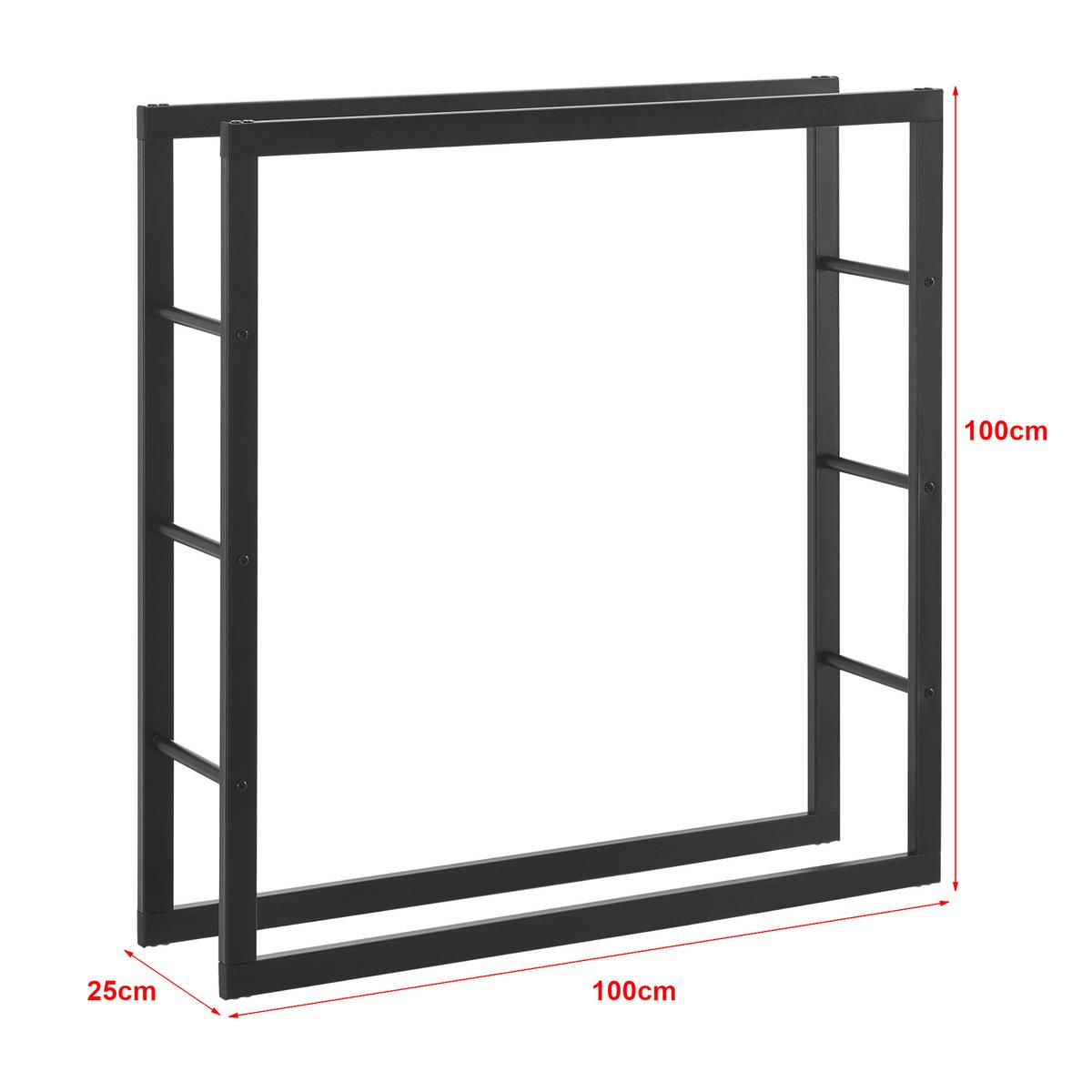 KAMINHOLZREGAL Täby - Schwarz, Metall (100/100/25cm) - [en.casa]