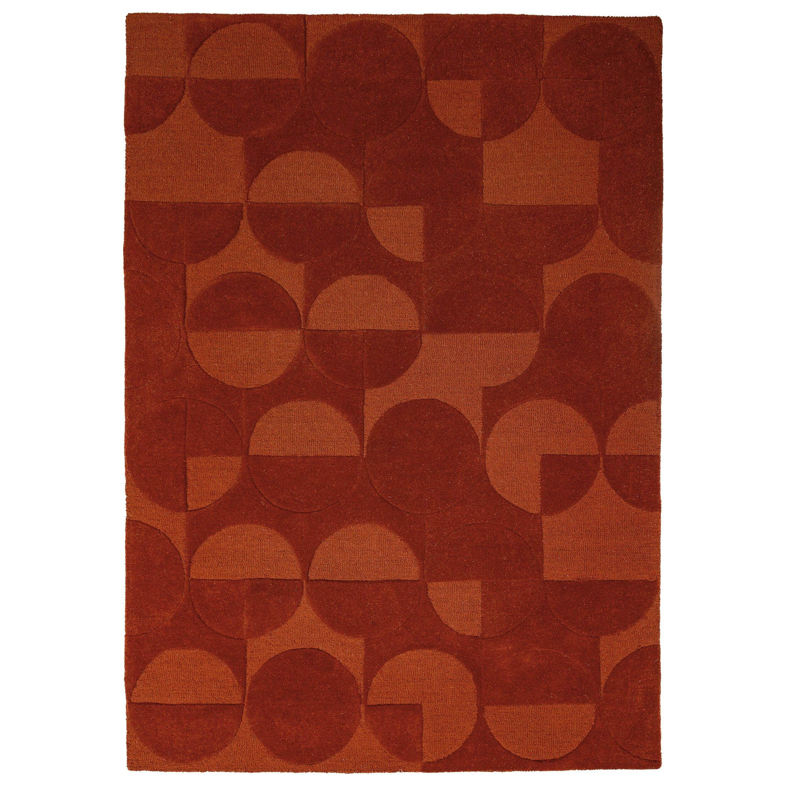 WOLLTEPPICH handgetuftet DEBEN, Kreis-Geometrie, Terrakotta, 160 x 230 cm - Orange, Textil (160/230cm) - KADIMA DESIGN