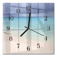WANDUHR aus Glas 30x30 cm - Strand - Blau, Glas (30/30/0.4cm) - TULUP