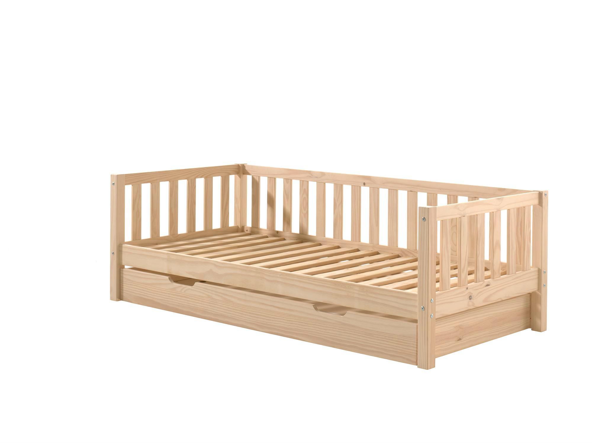 KOJENBETT Karena 211x68x98 aus Massivholz in natur - Kieferfarben, Holz (90/200cm) - 58aufmkessel