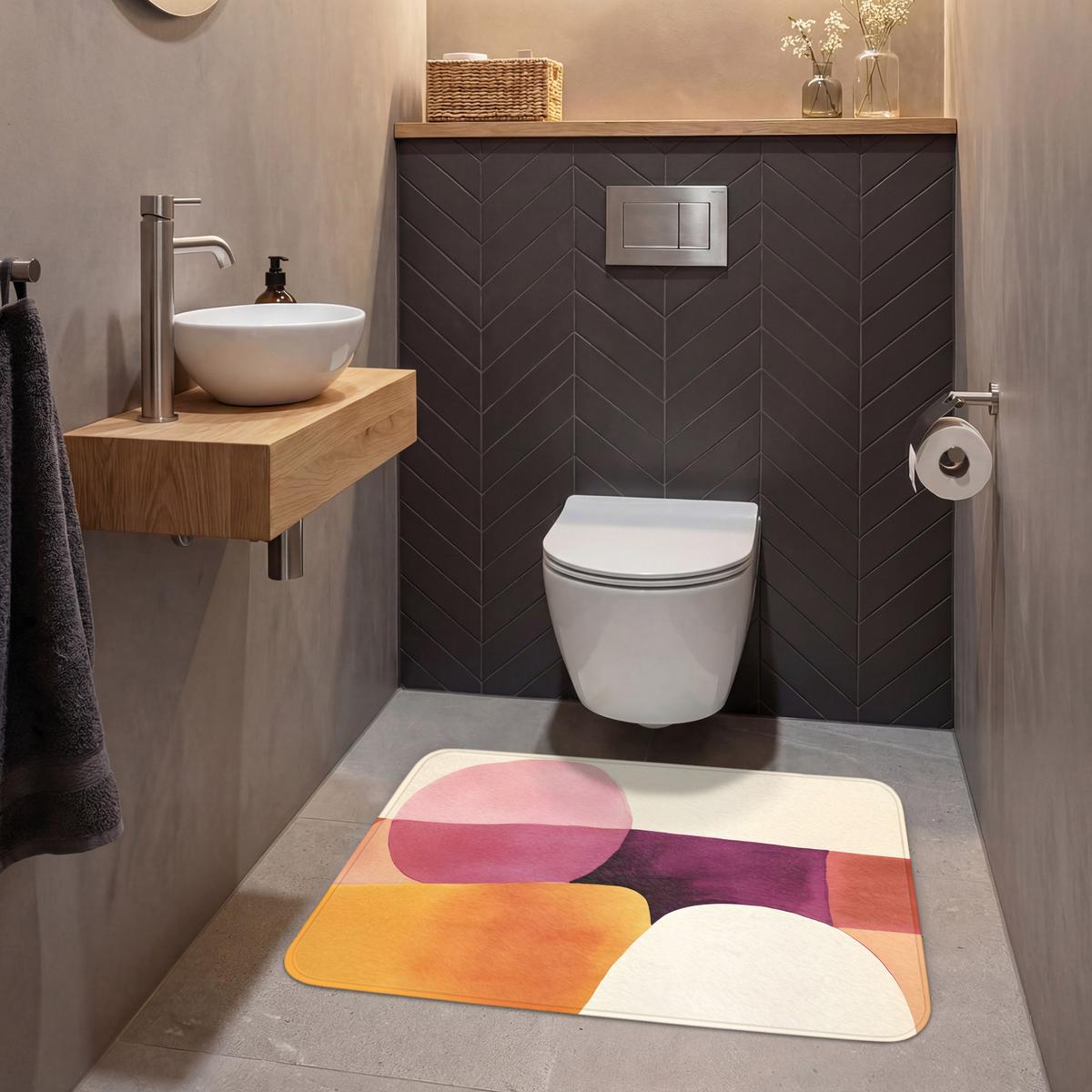 WC-VORLEGER Formen - Abstrakt - Farbenfroh Toilettenteppich 90x60 cm - Terracotta, Textil (90/1cm) - OnlyWow