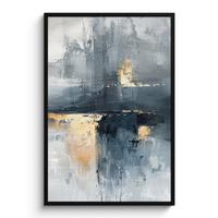 POSTER MIT RAHMEN Kunst - Grau - Gold - Abstrakt Bilderleiste 80x120 cm - Dunkelgrau, Papier (80/120cm) - MuchoWow